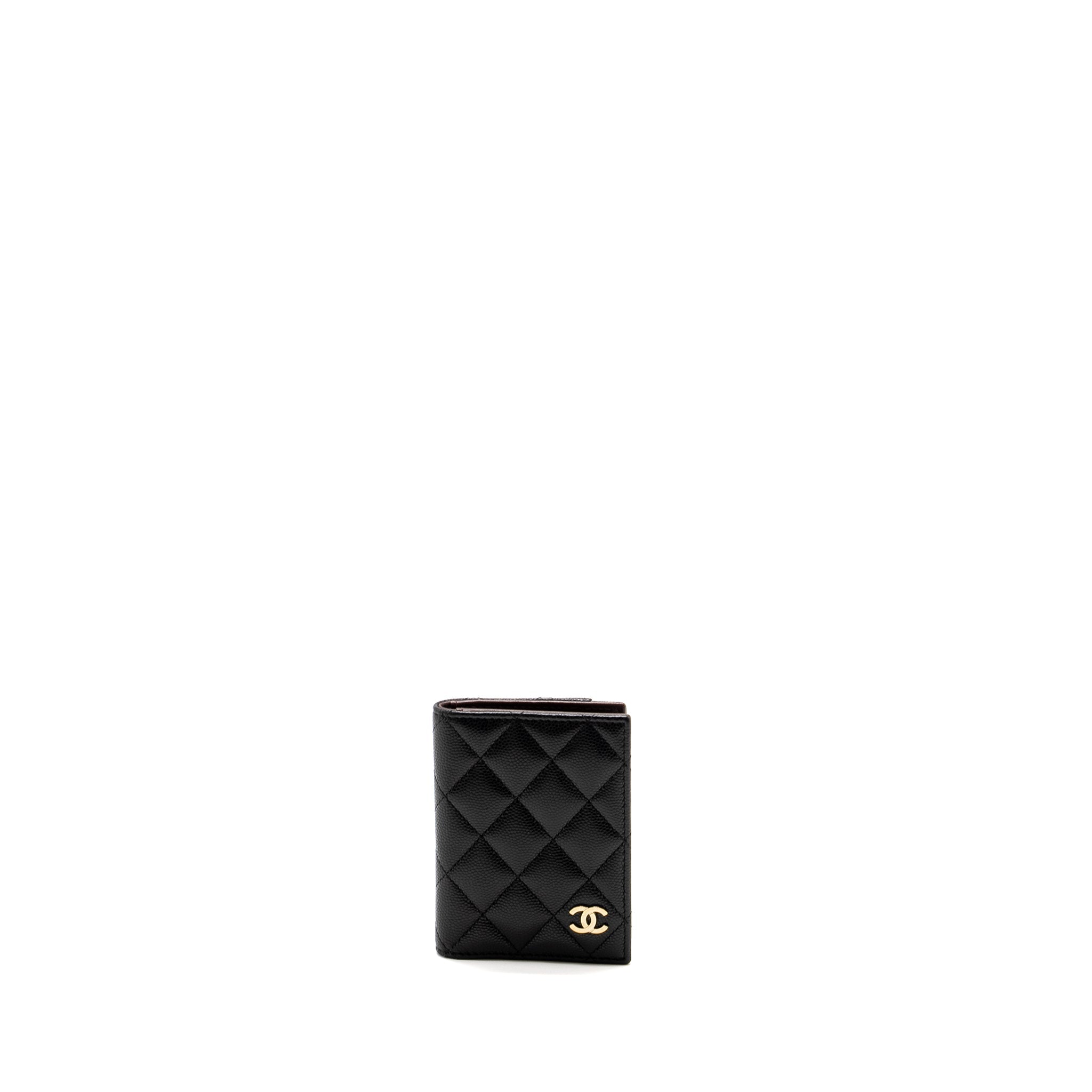 Chanel Compact Card Holder Caviar Black L