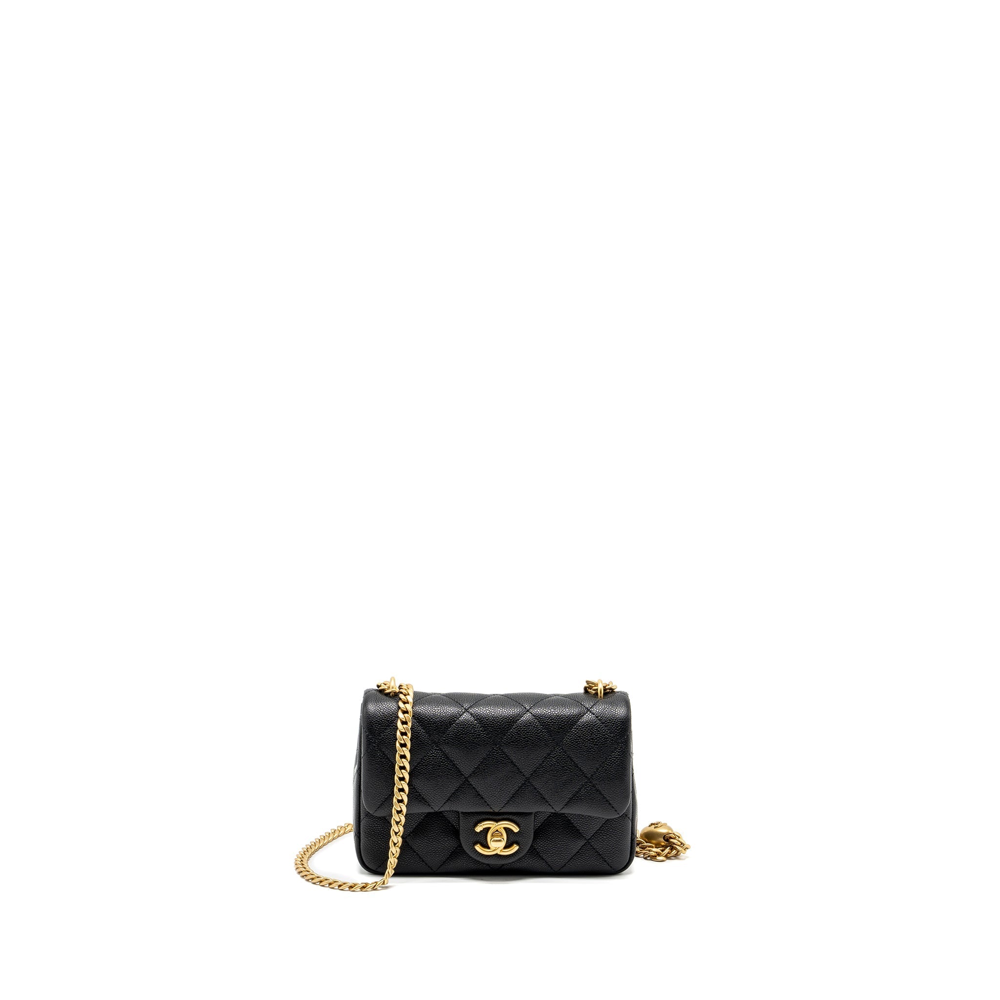 Chanel 24p Coco Love Mini Flap Bag Adjustable Chain Caviar Black Brush  (Microchip)