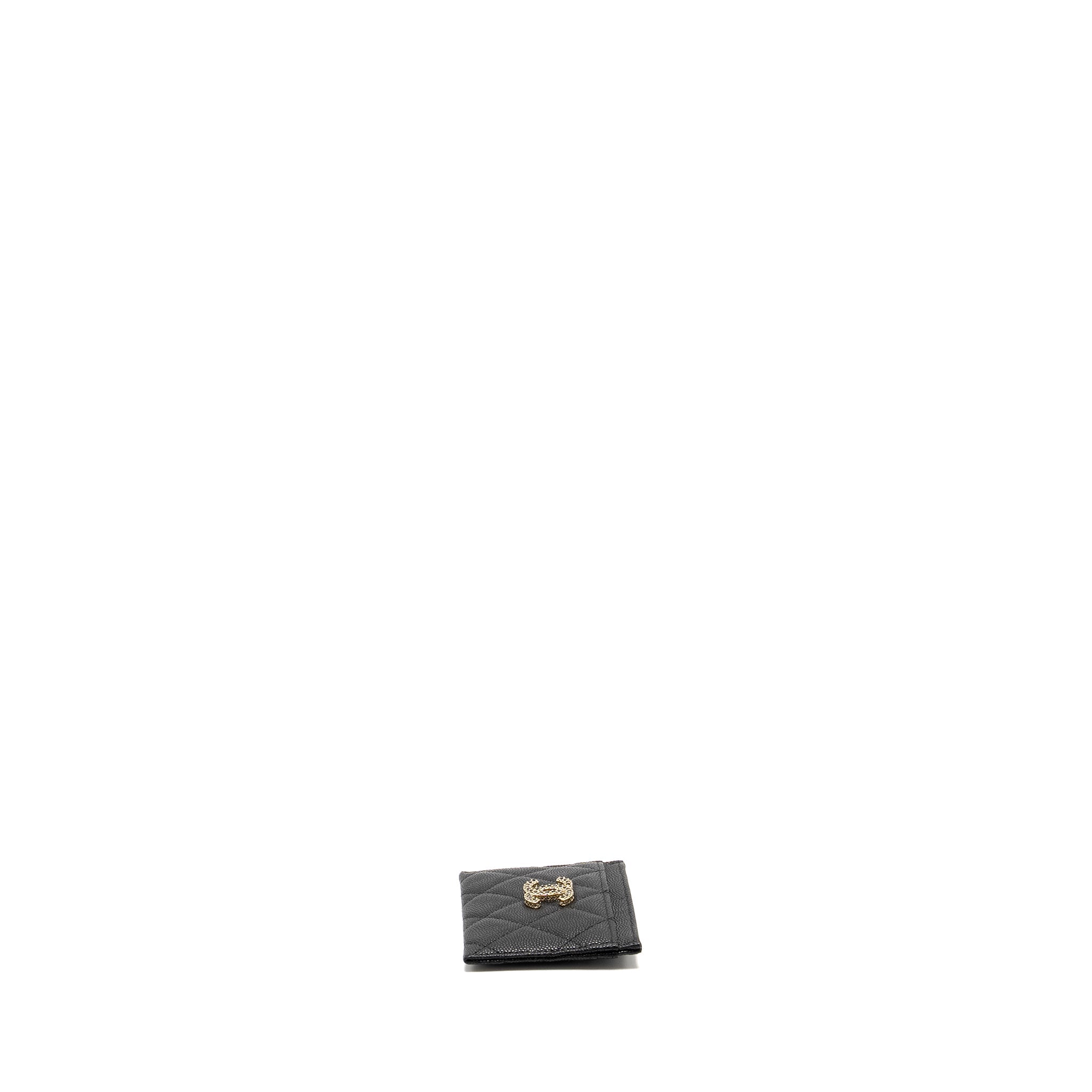 Chanel Detail CC logo Card Holder Caviar Black L(microchip)