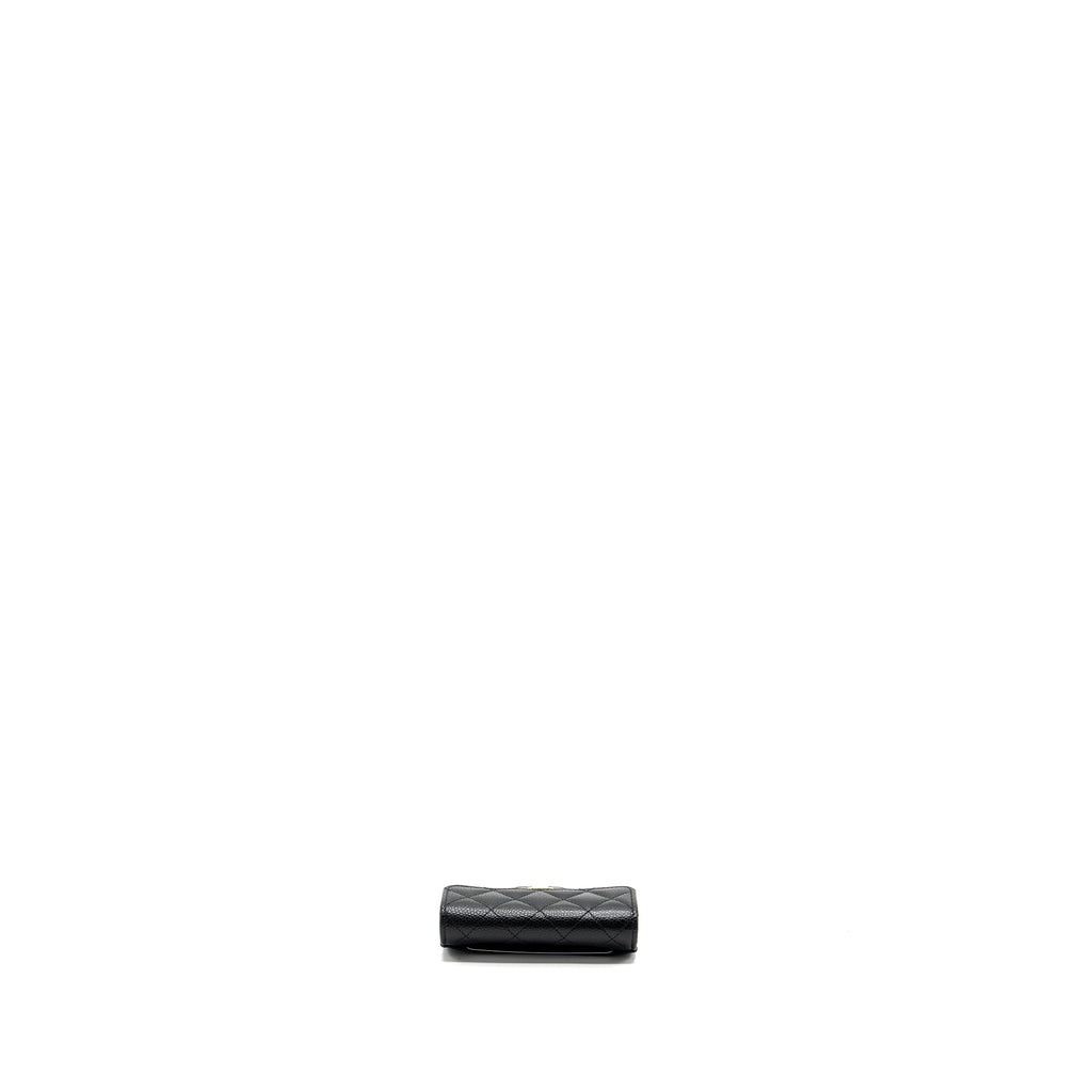 Chanel classic flap card holder caviar black  (microchip)