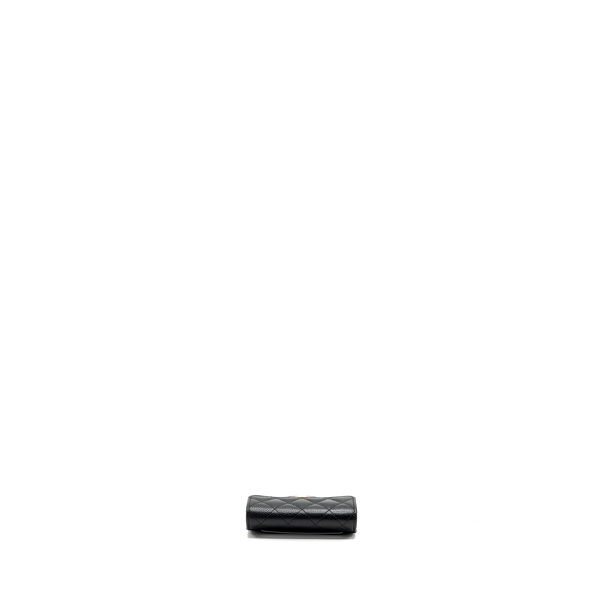 Chanel classic flap card holder caviar black  (microchip)