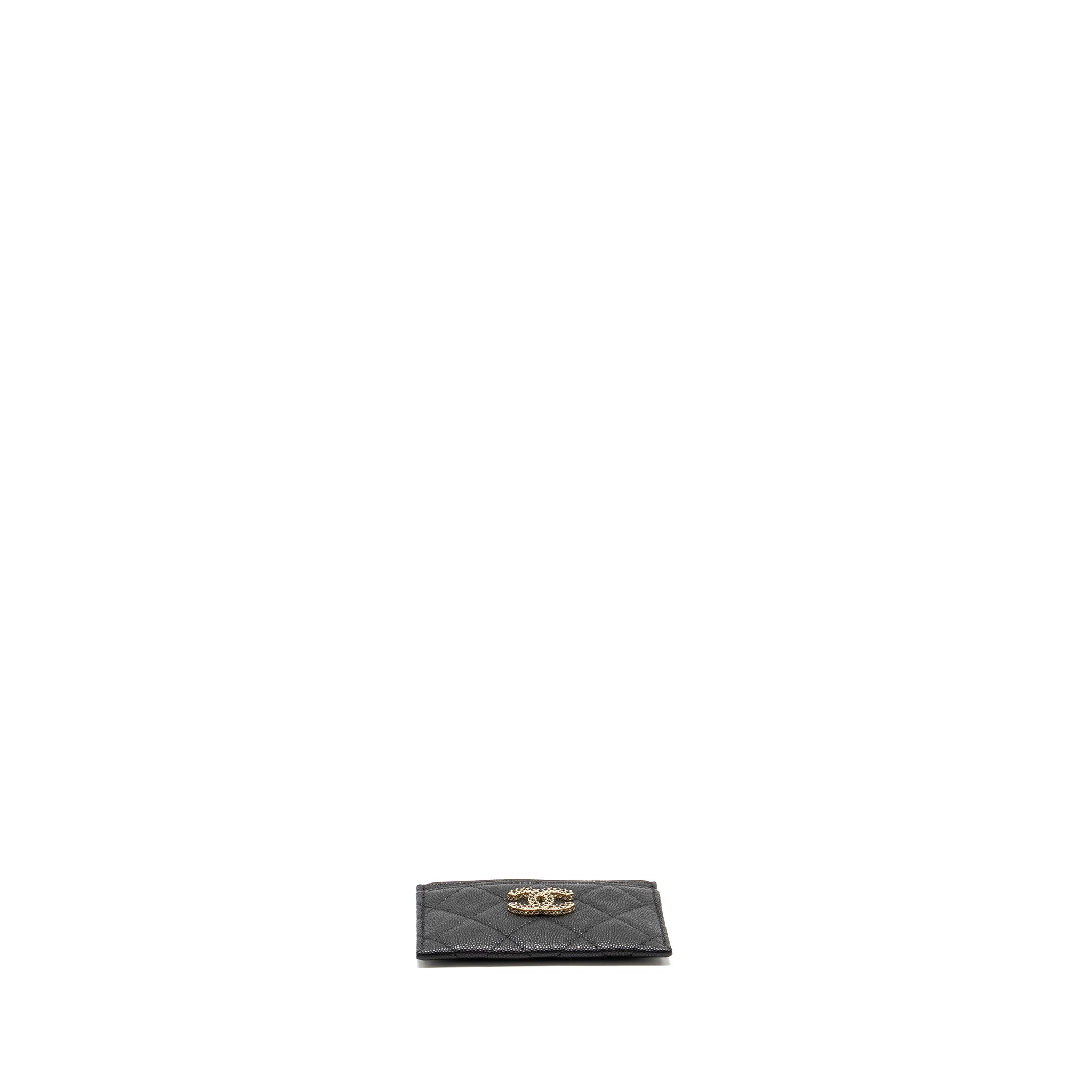 Chanel Detail CC logo Card Holder Caviar Black L(microchip)