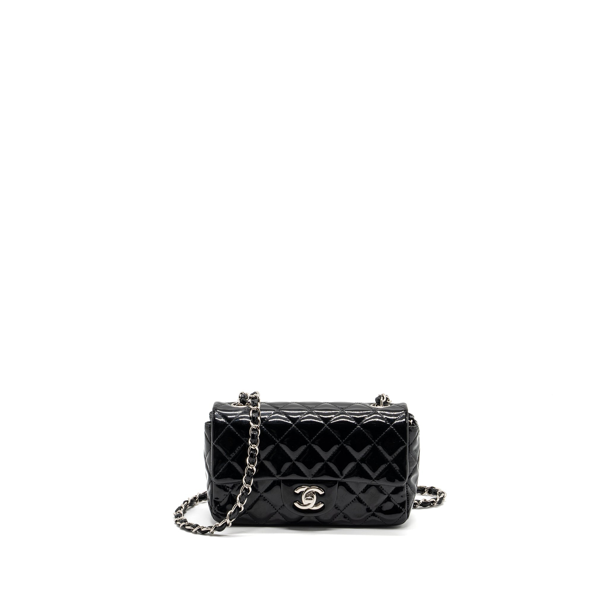 Chanel Mini Rectangular Flap Bag Patent Black