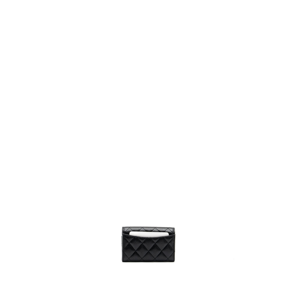 Chanel classic flap card holder caviar black  (microchip)