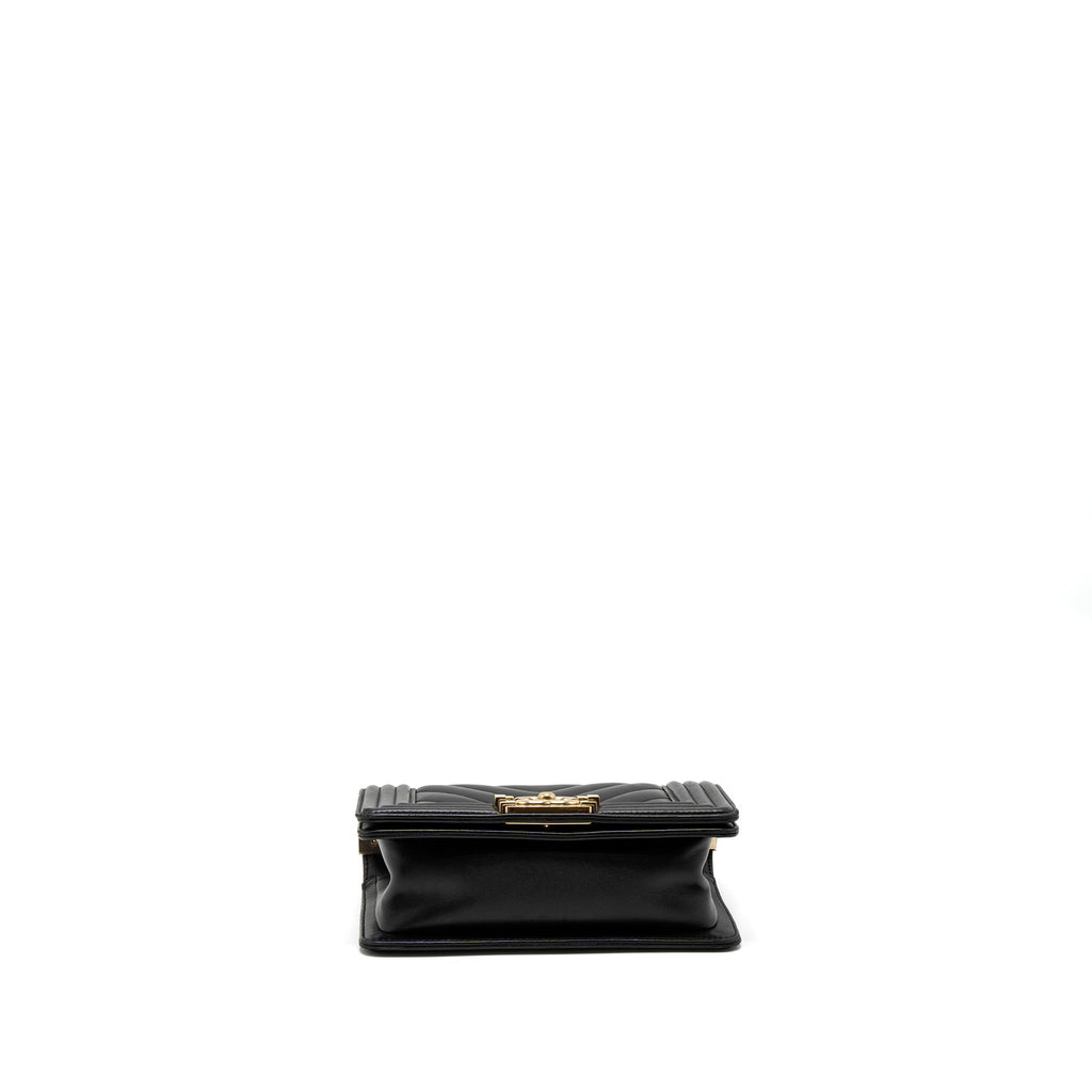 Chanel Small Chevron Boy Bag Lambskin Black