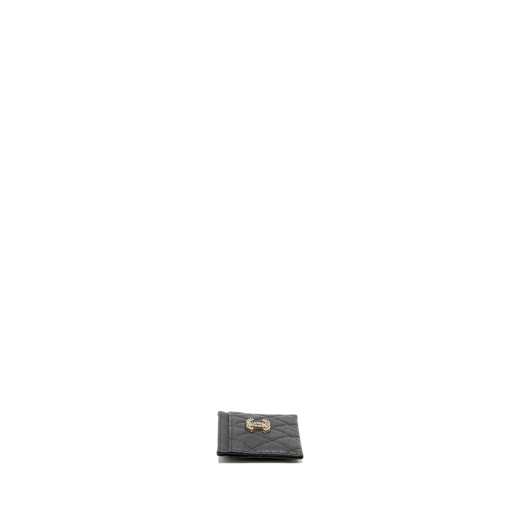 Chanel Detail CC logo Card Holder Caviar Black L(microchip)