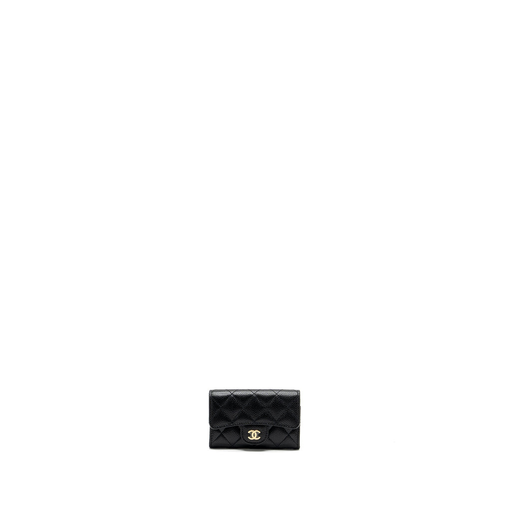 Chanel classic flap card holder caviar black  (microchip)