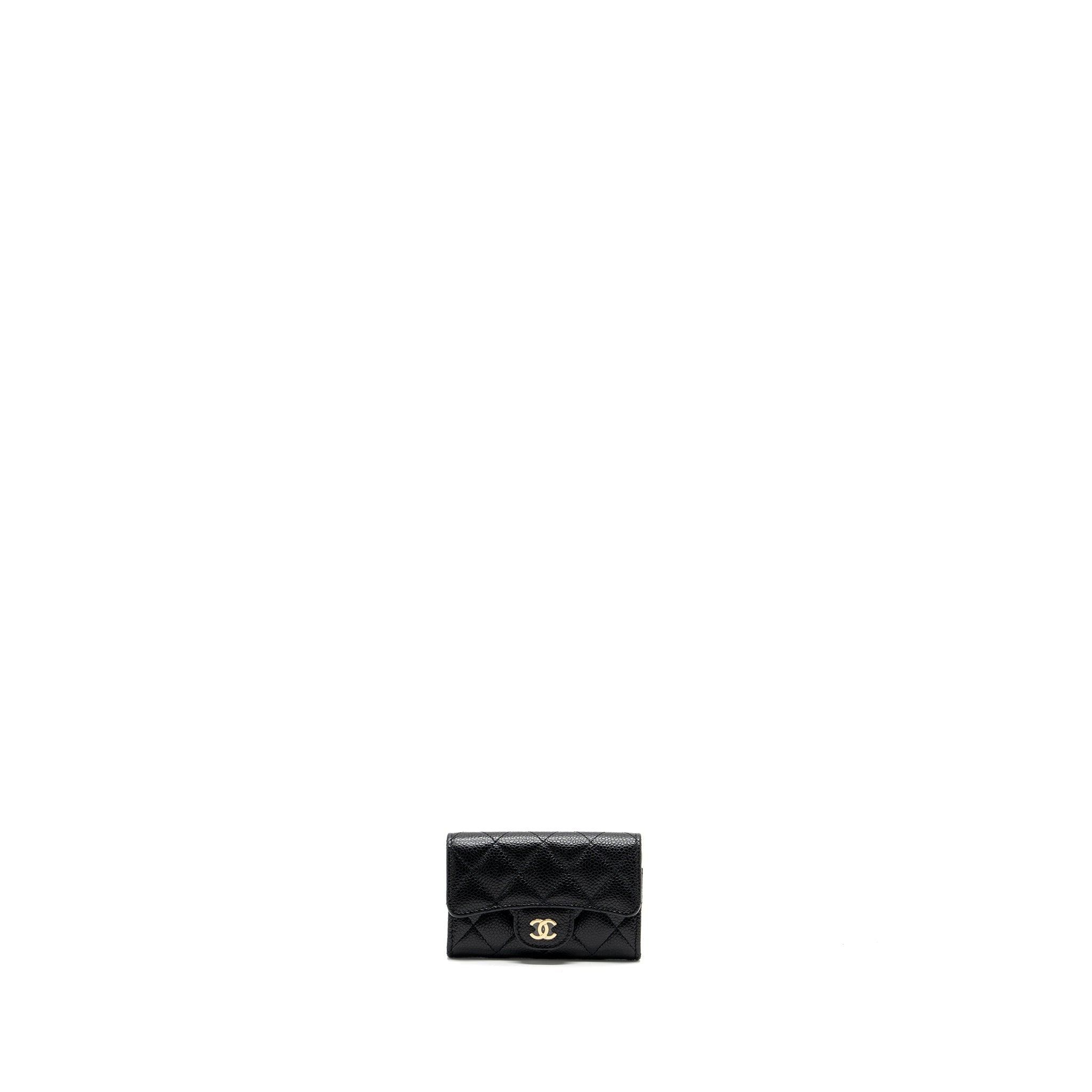 Chanel classic flap card holder caviar black  (microchip)