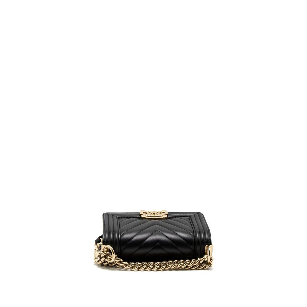 Chanel Small Chevron Boy Bag Lambskin Black