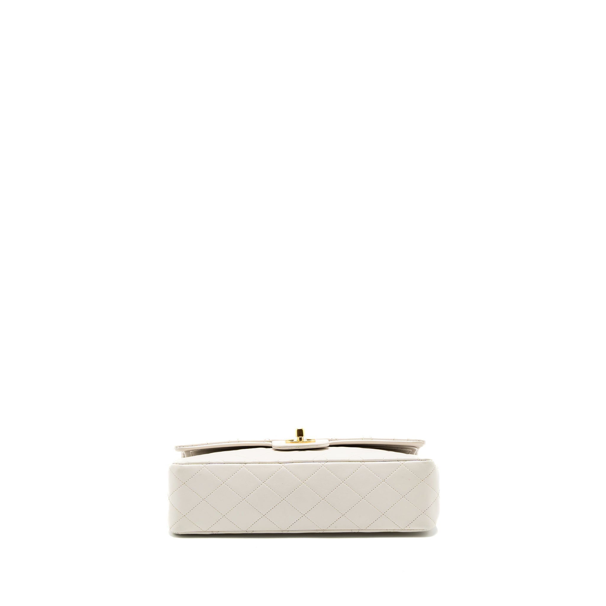 Chanel Vintage Medium Classic Double Flap Bag Lambskin White