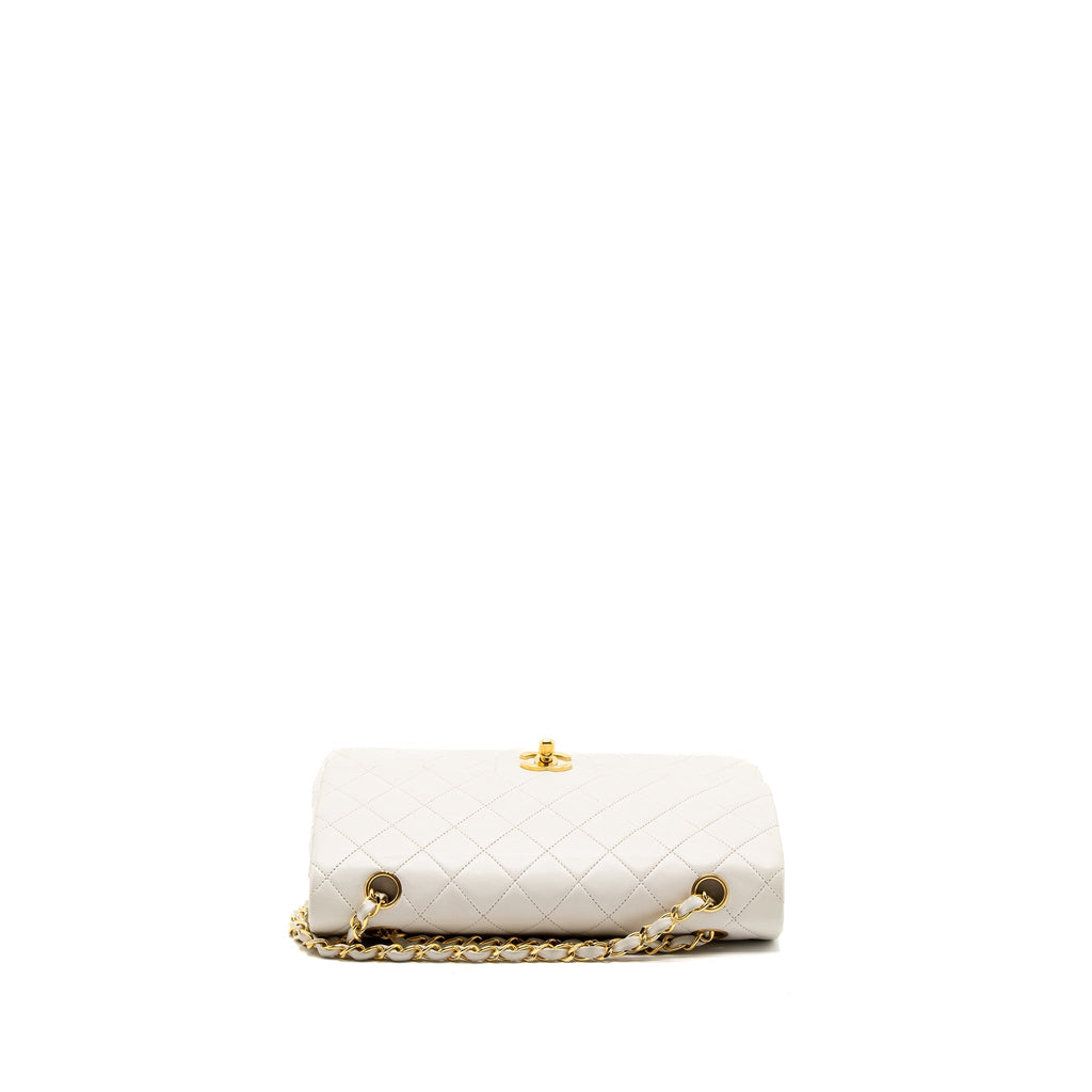 Chanel Vintage Medium Classic Double Flap Bag Lambskin White