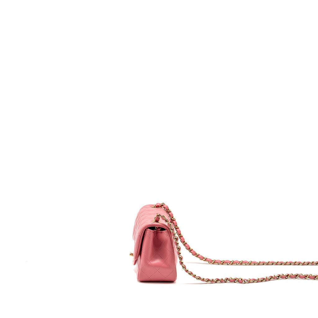 Chanel Mini Square Flap Bag Lambskin PInk L (Microchip)