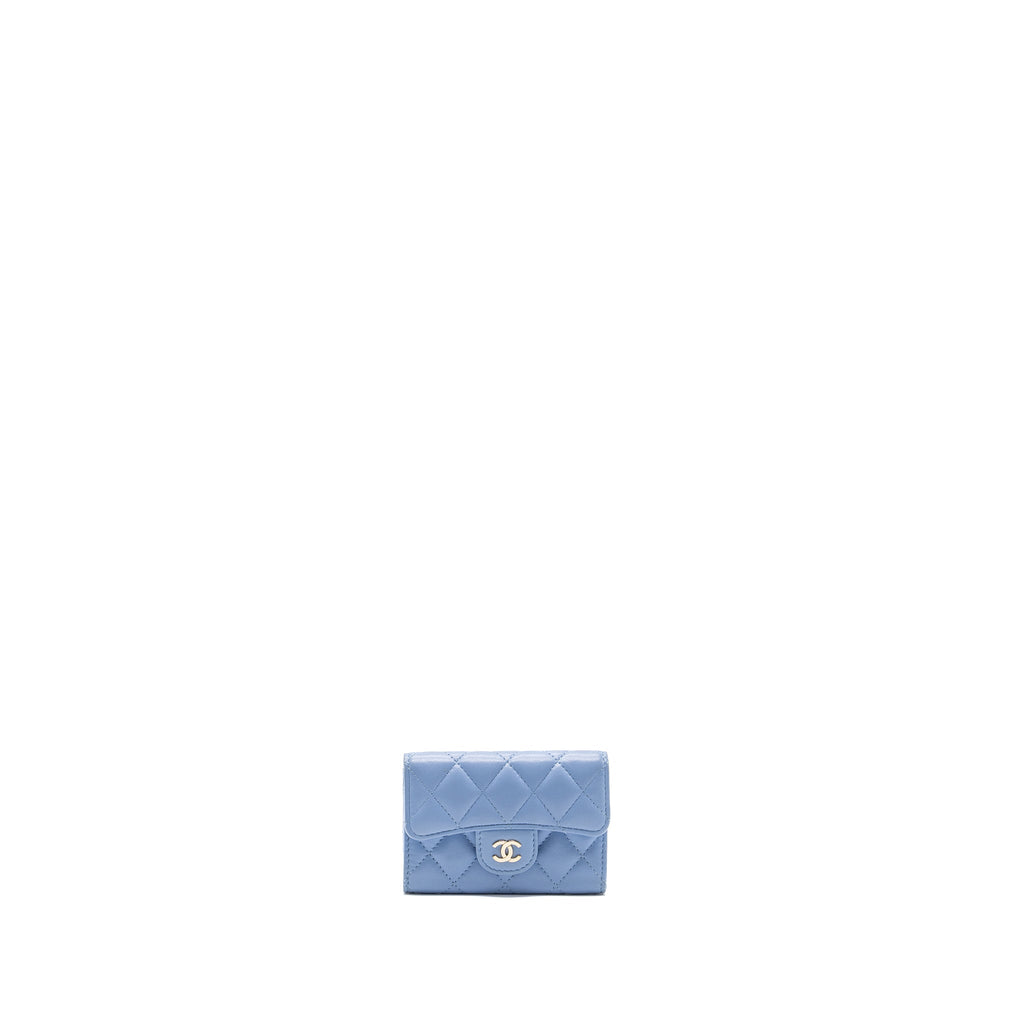Chanel Classic Flap Card Holder Lambskin Light Blue L