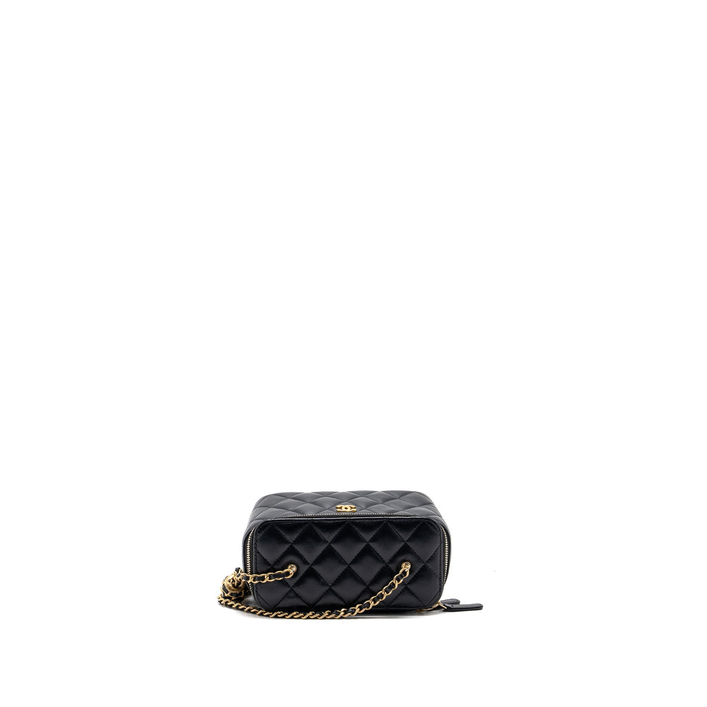 Chanel Pearl Crush Long Vanity Case Lambskin Black