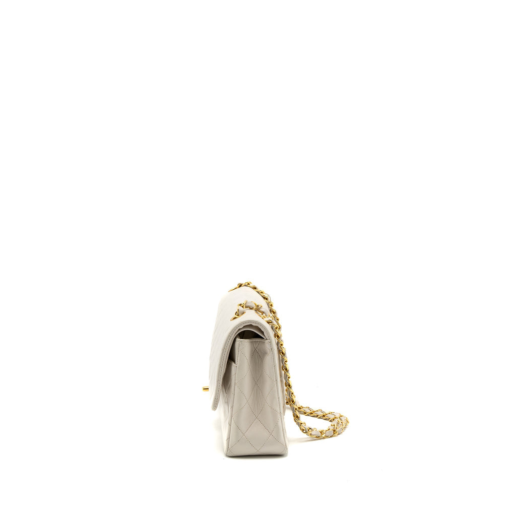 Chanel Vintage Medium Classic Double Flap Bag Lambskin White