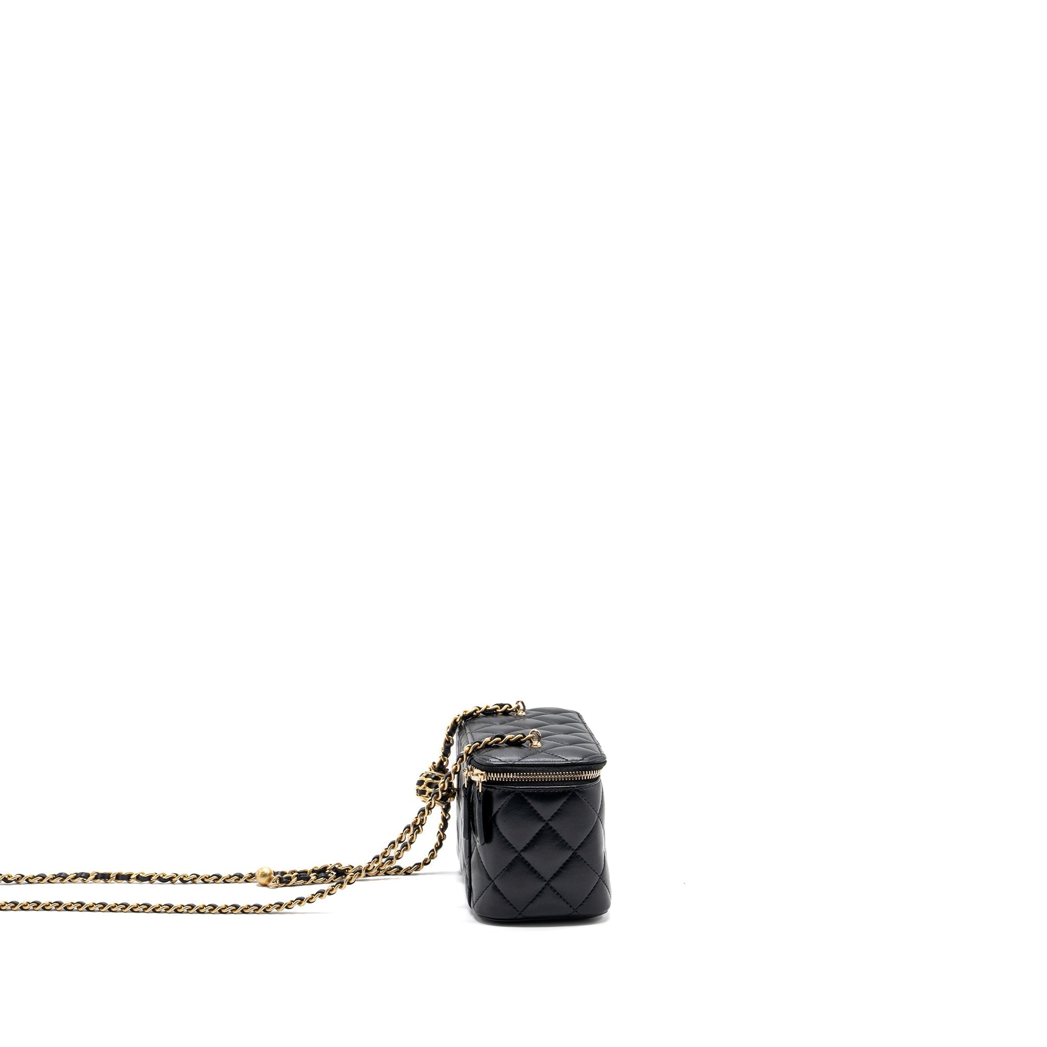 Chanel Pearl Crush Long Vanity Case Lambskin Black