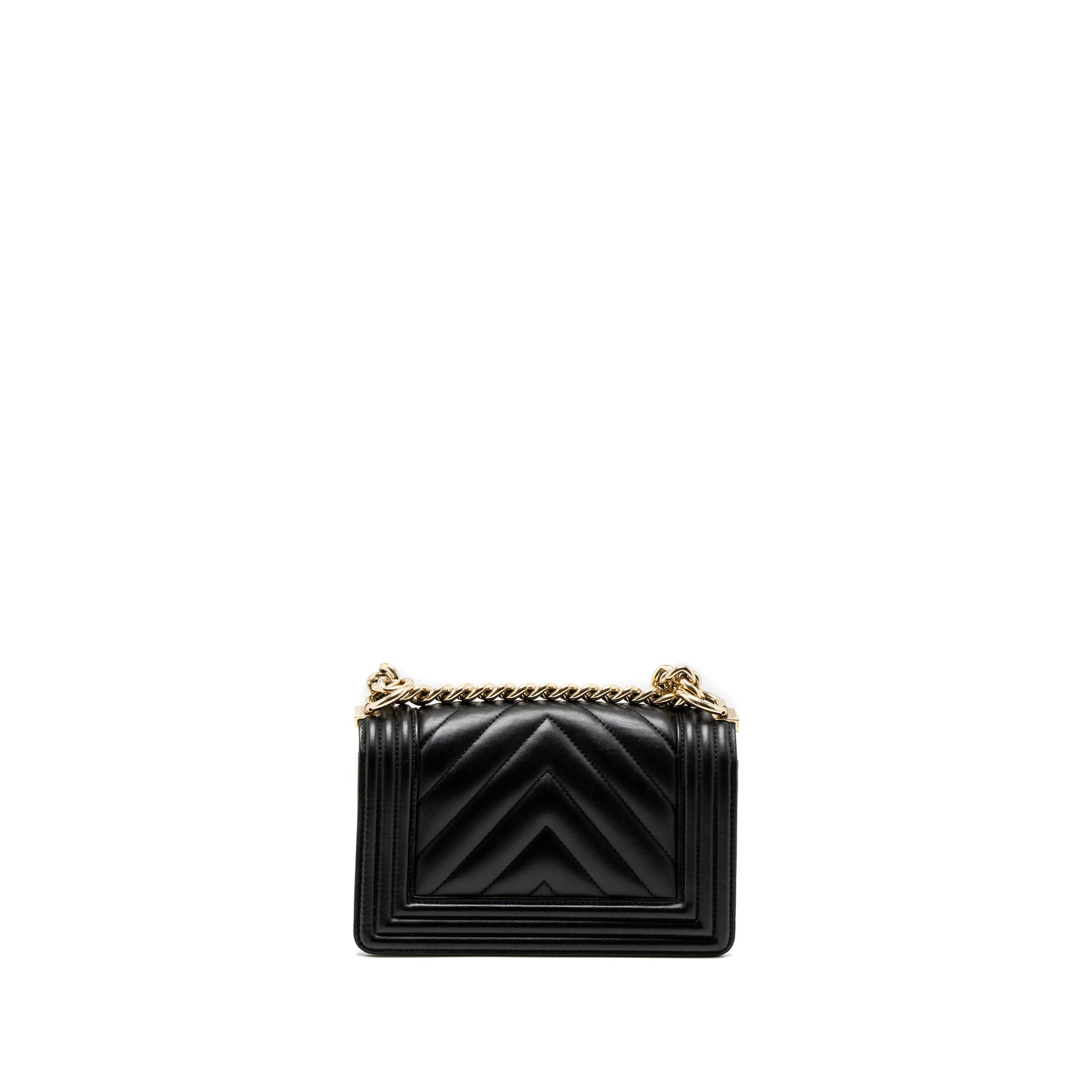 Chanel Small Chevron Boy Bag Lambskin Black