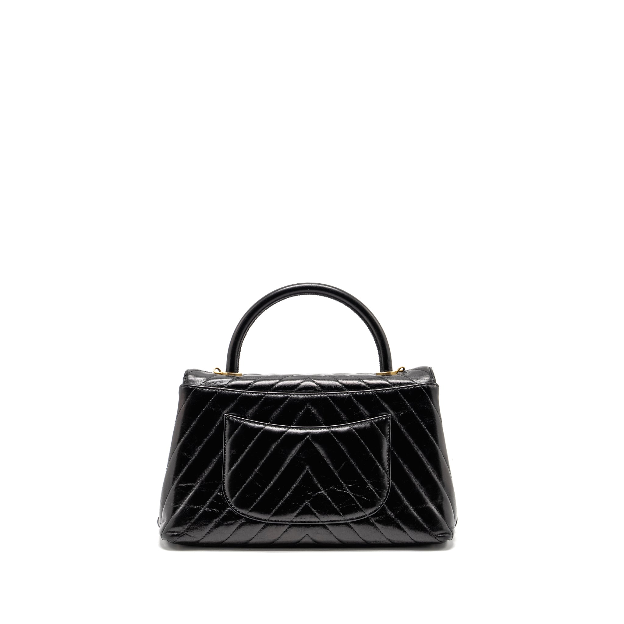 Chanel Medium Coco Handle Chevron Calfskin Black