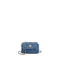 Chanel 22p Logo Printed Mini Clutch With Chain Denim Blue/Multicolour L