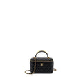 Chanel top handle long vanity with chain lambskin black  (microchip)