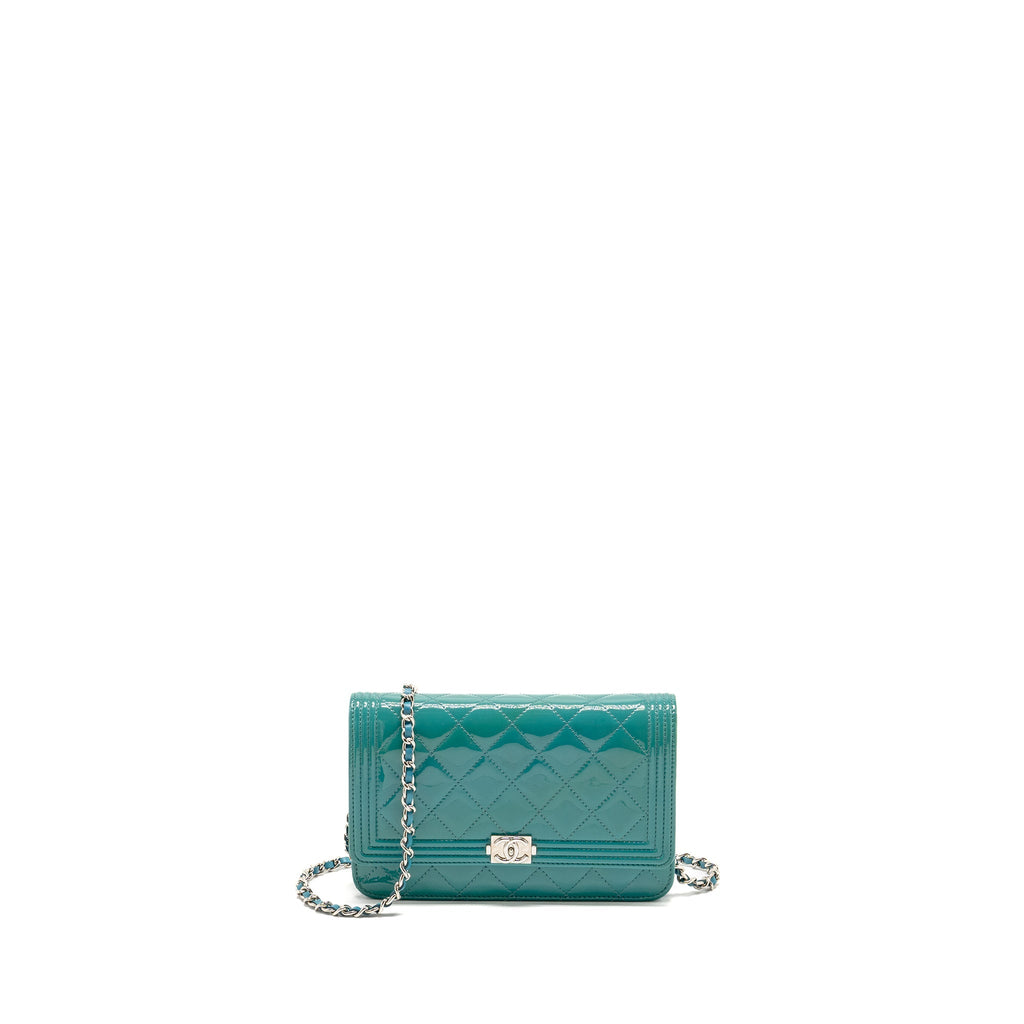 Chanel Boy Wallet on Chain Patent Green