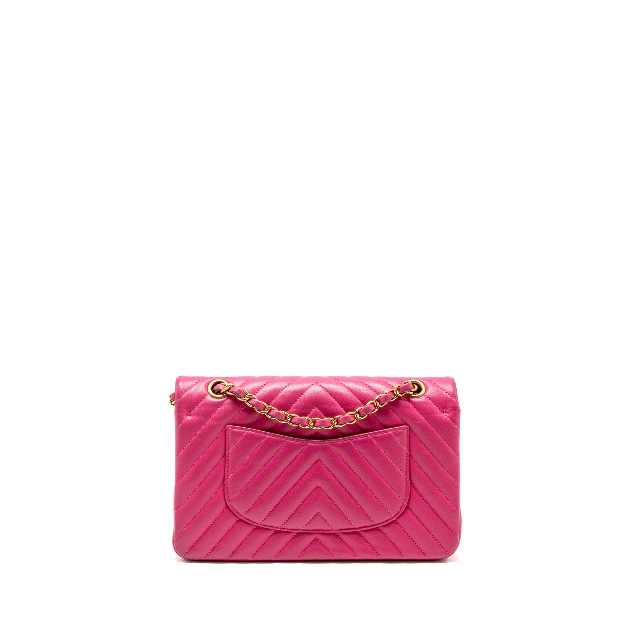 Chanel Medium chevron Classic Double flap bag lambskin pink