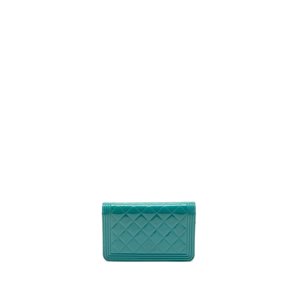 Chanel Boy Wallet on Chain Patent Green