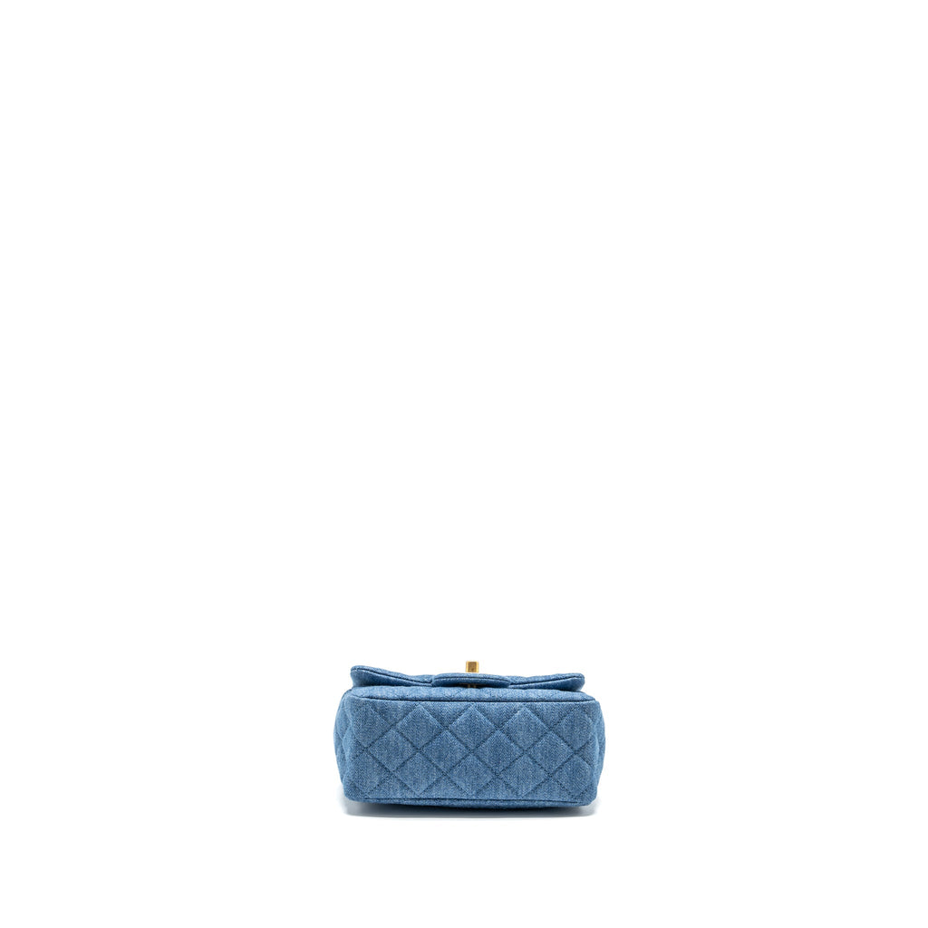 Chanel pearl crush mini square flap bag denim blue  (microchip)