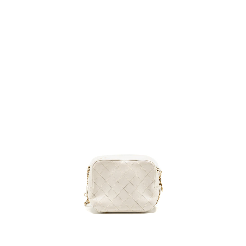 Chanel Mini Camera Bag with Chain Calfskin White L