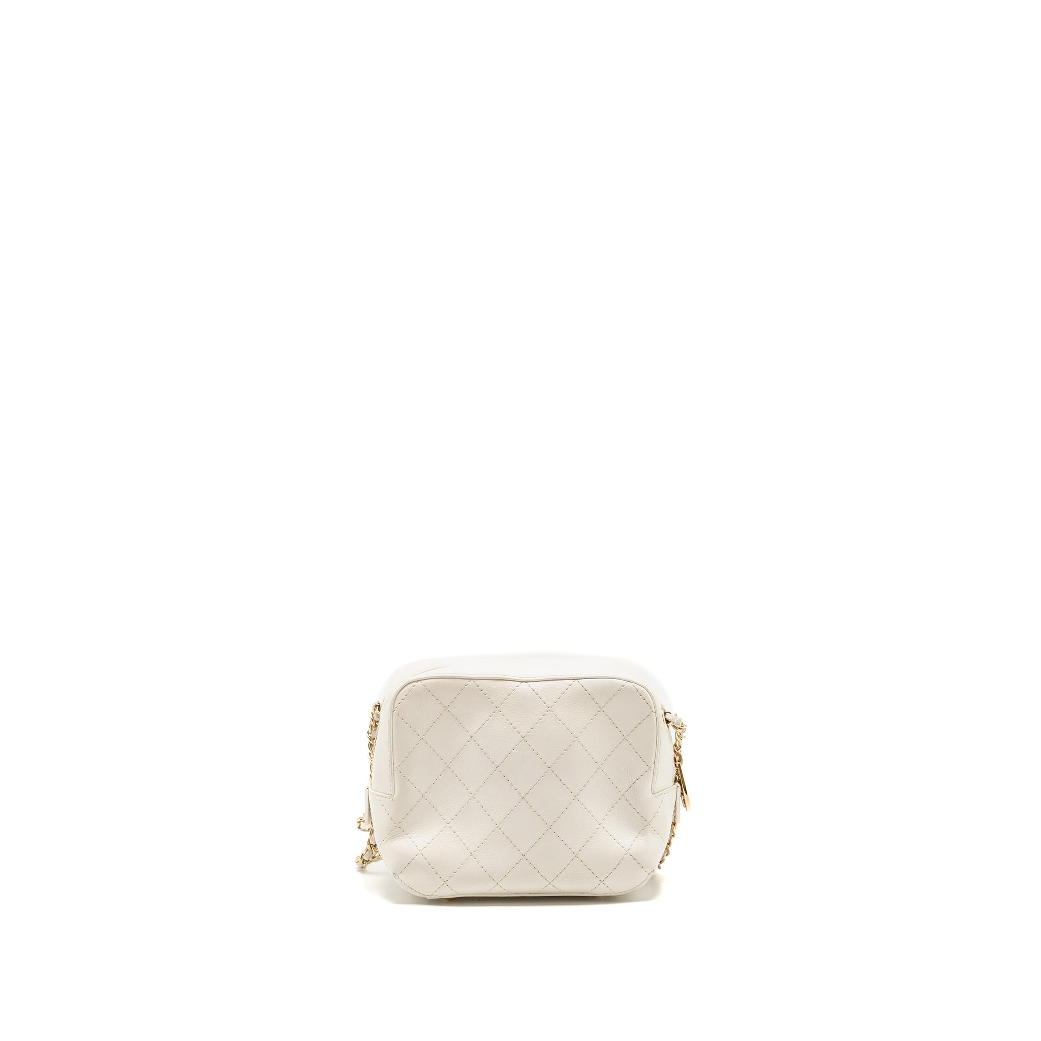 Chanel Mini Camera Bag with Chain Calfskin White L