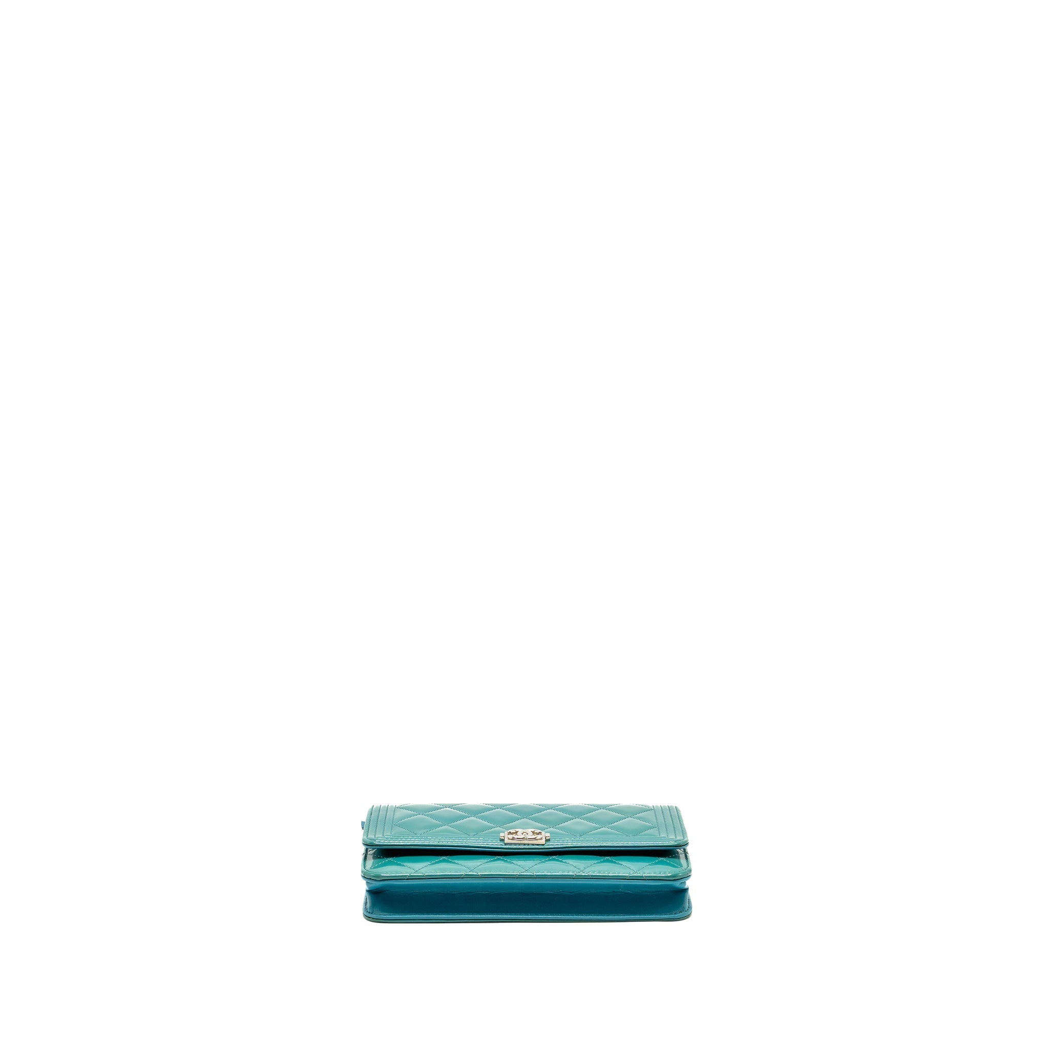 Chanel Boy Wallet on Chain Patent Green