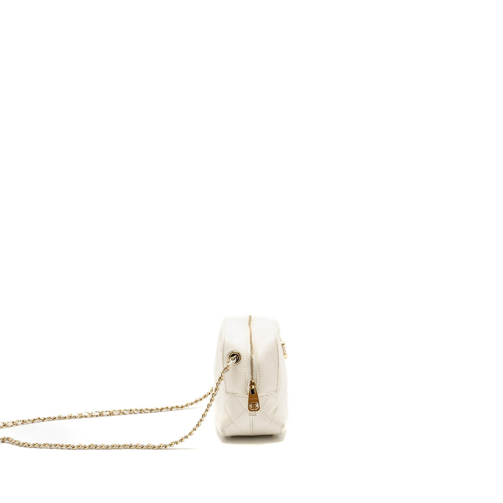 Chanel Mini Camera Bag with Chain Calfskin White L