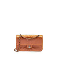 Chanel Classic double flap bag python leather orange