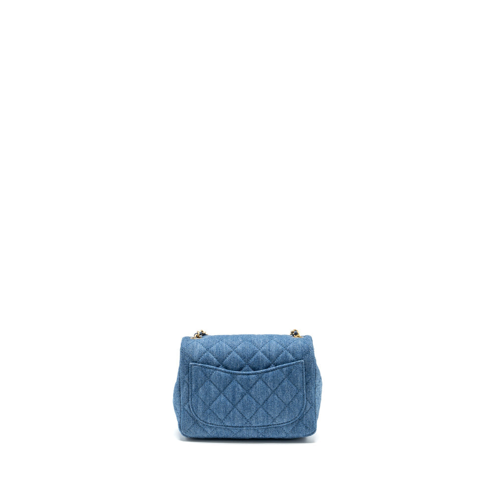 Chanel pearl crush mini square flap bag denim blue  (microchip)