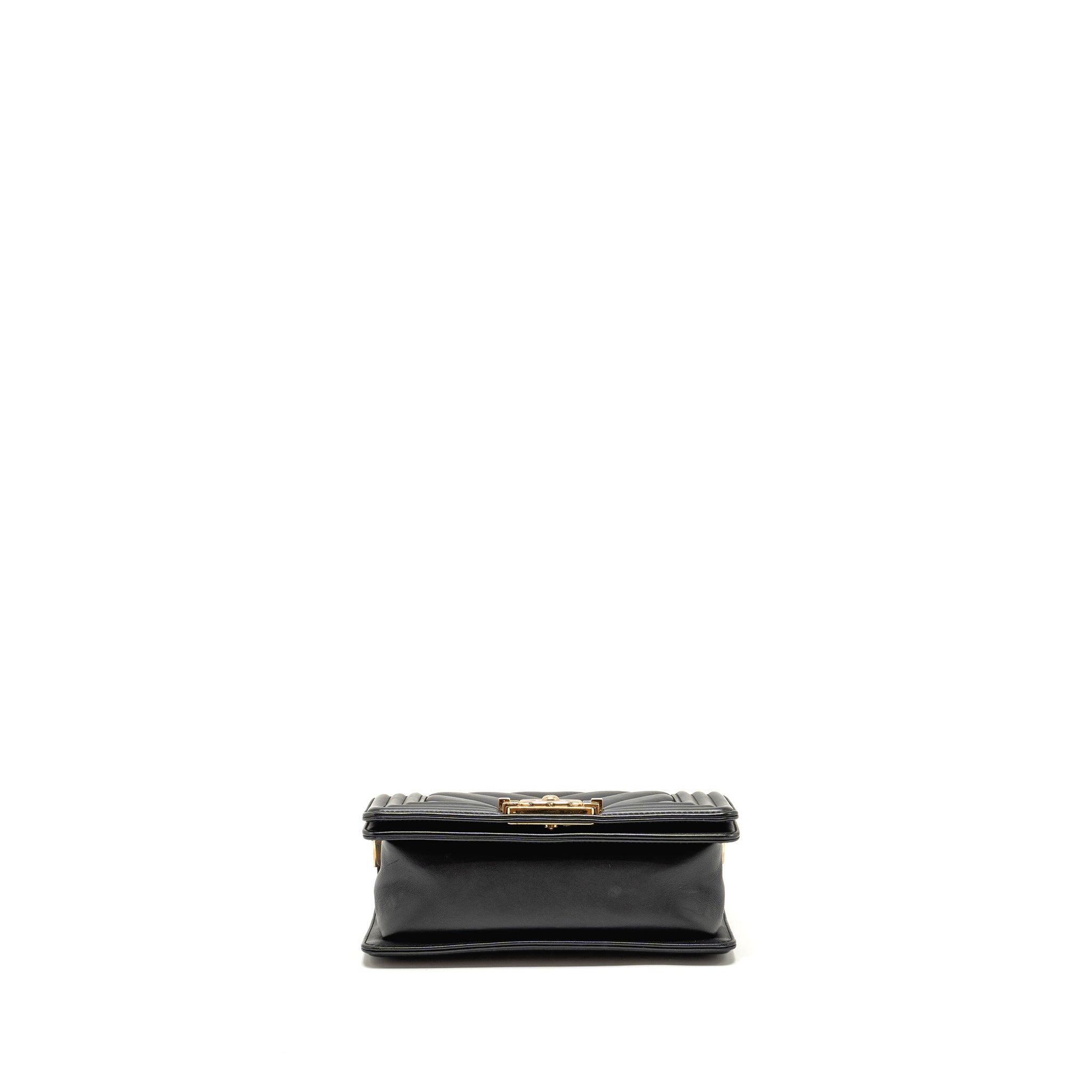 Chanel Small Chevron Boy Bag Lambskin Black L