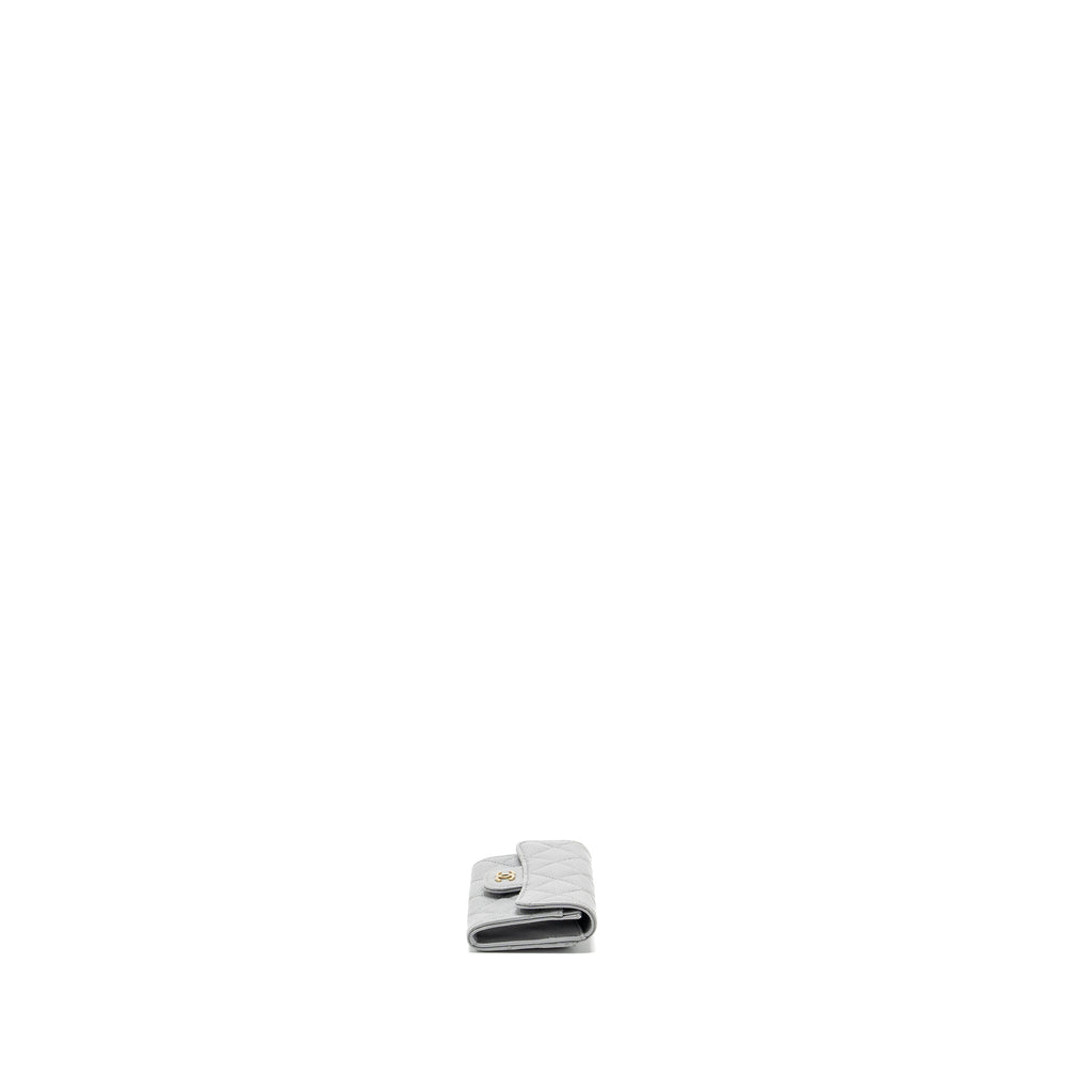 Chanel Classic Flap Card Holder Caviar Light Grey L (Microchip)