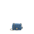 Chanel pearl crush mini square flap bag denim blue  (microchip)