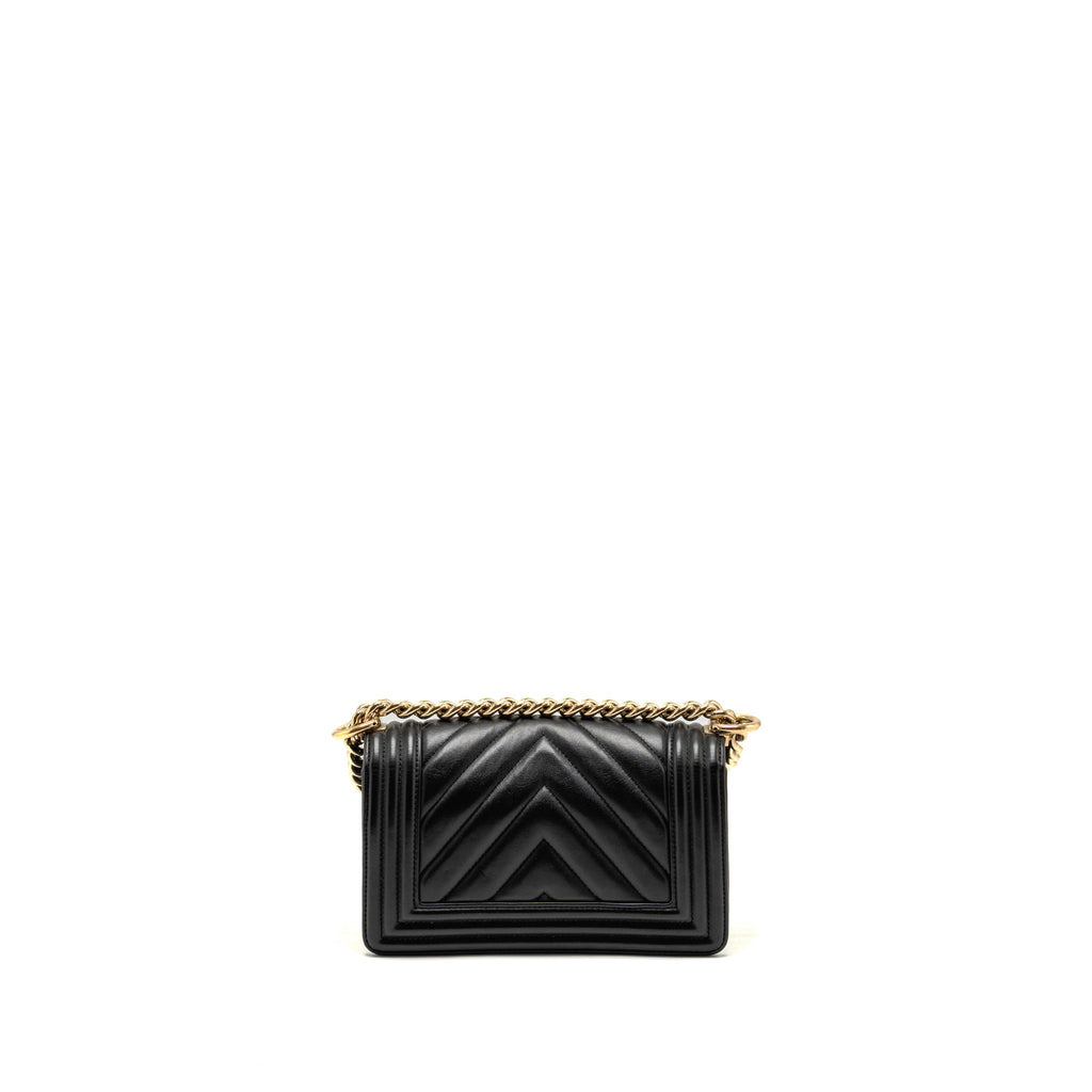 Chanel Small Chevron Boy Bag Lambskin Black L