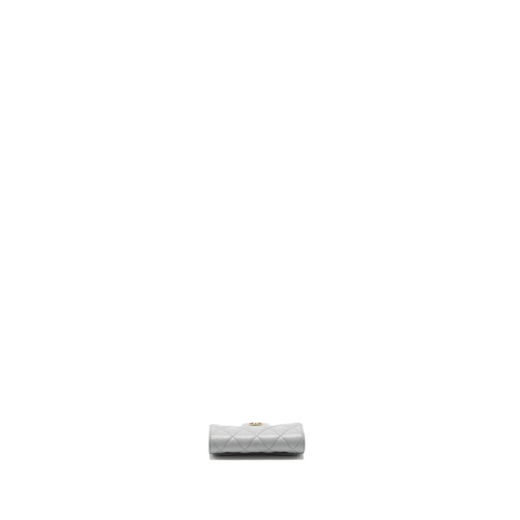 Chanel Classic Flap Card Holder Caviar Light Grey L (Microchip)