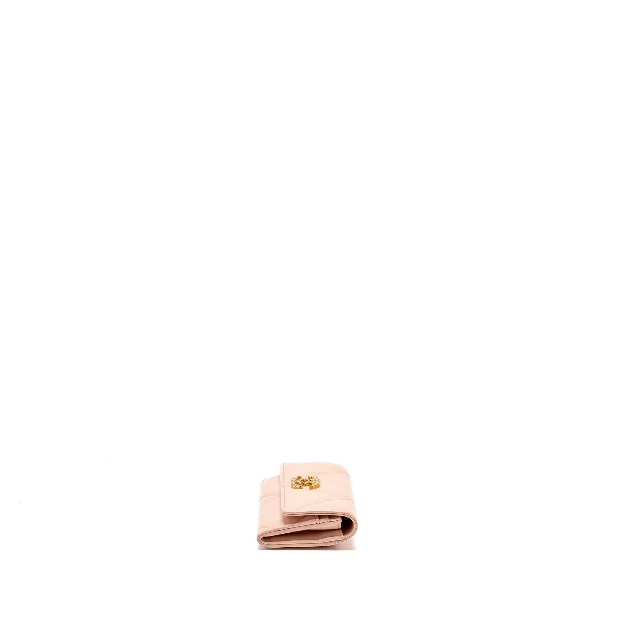 Chanel 19 Long Flap Wallet Lambskin Pink  (Microchip)
