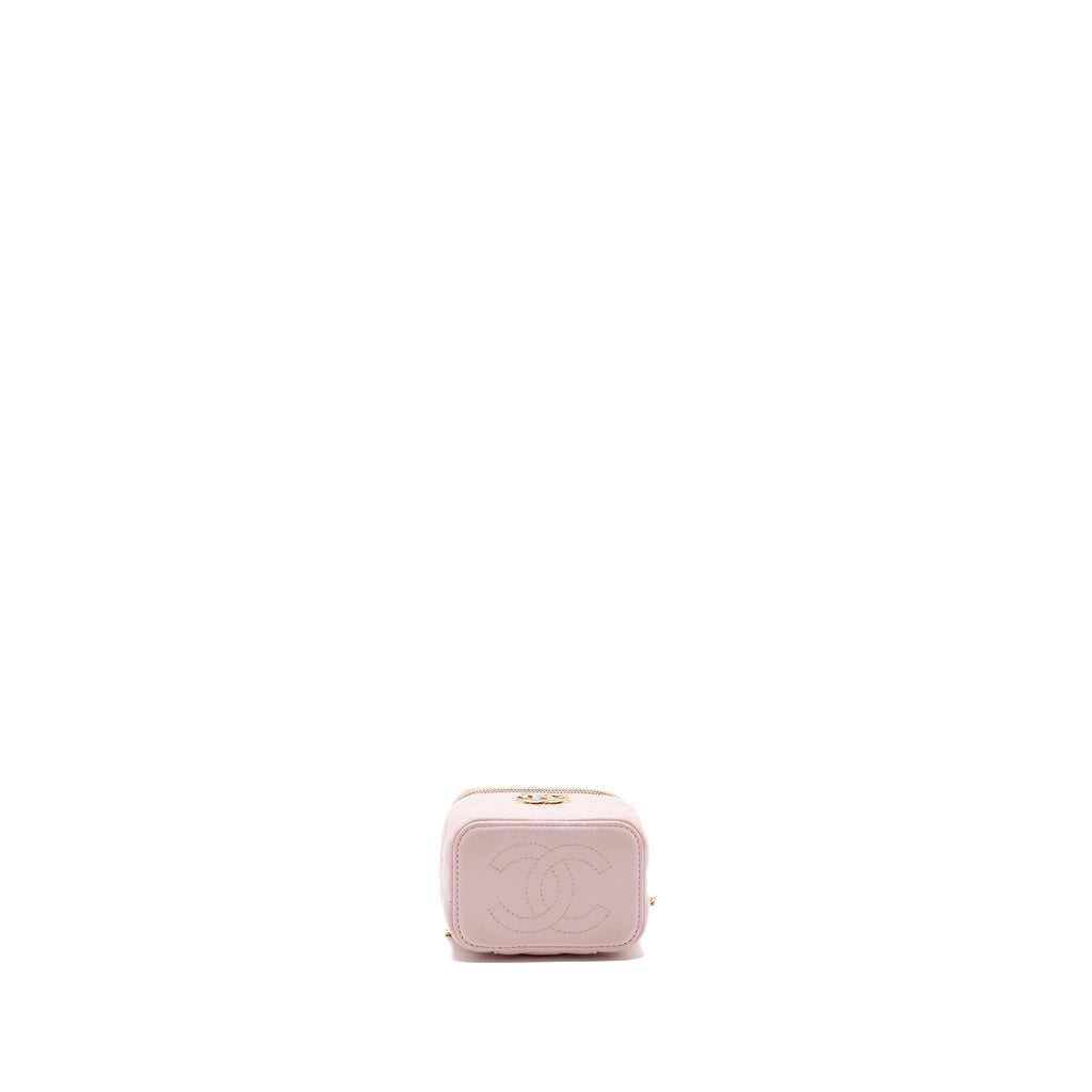 Chanel mini vanity with giant chain lambskin light pink L
