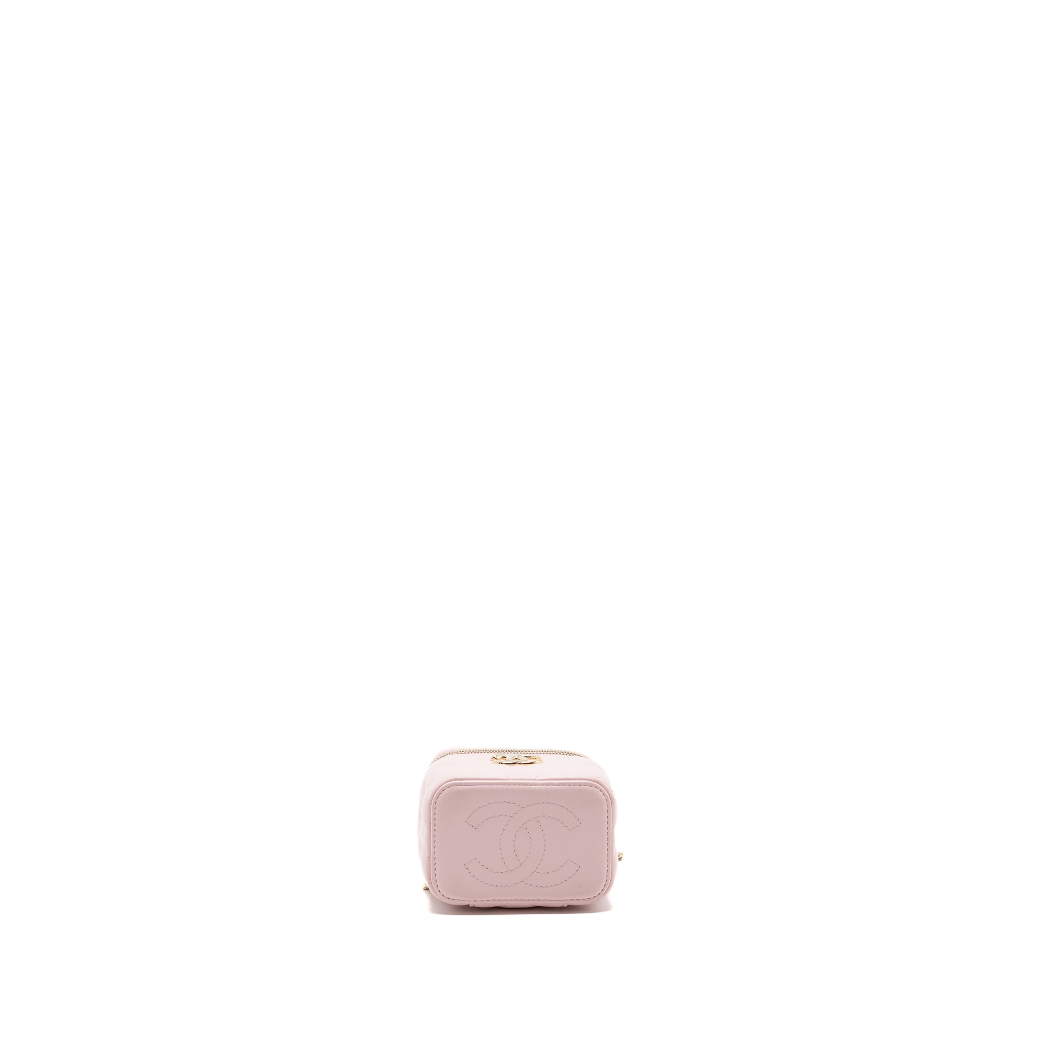 Chanel mini vanity with giant chain lambskin light pink L