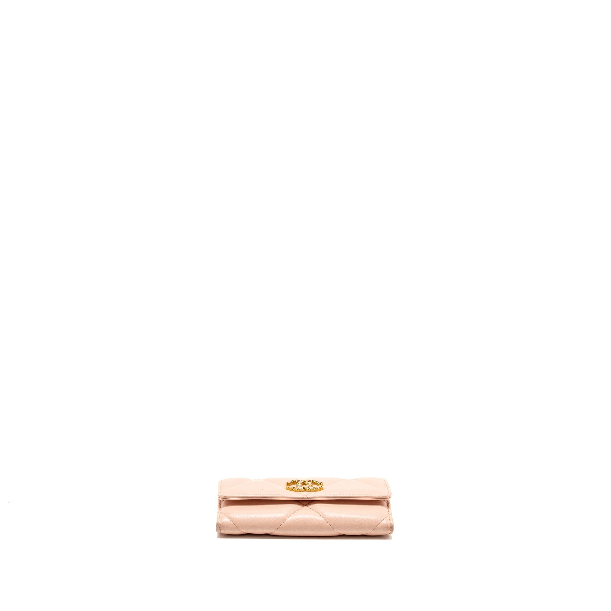 Chanel 19 Long Flap Wallet Lambskin Pink  (Microchip)