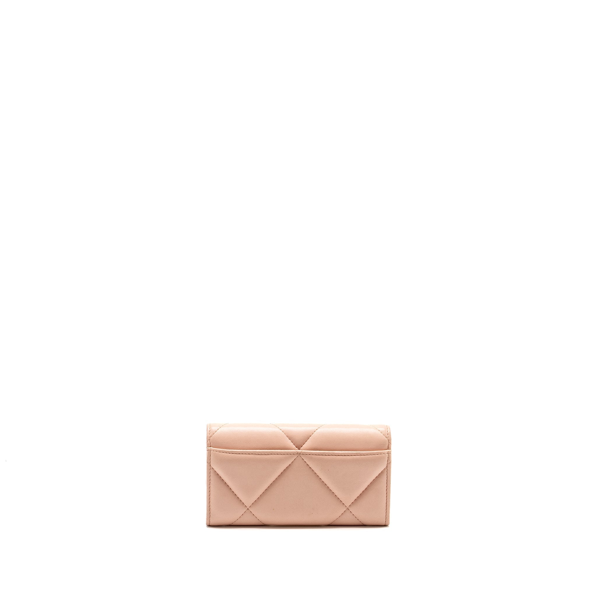 Chanel 19 Long Flap Wallet Lambskin Pink  (Microchip)