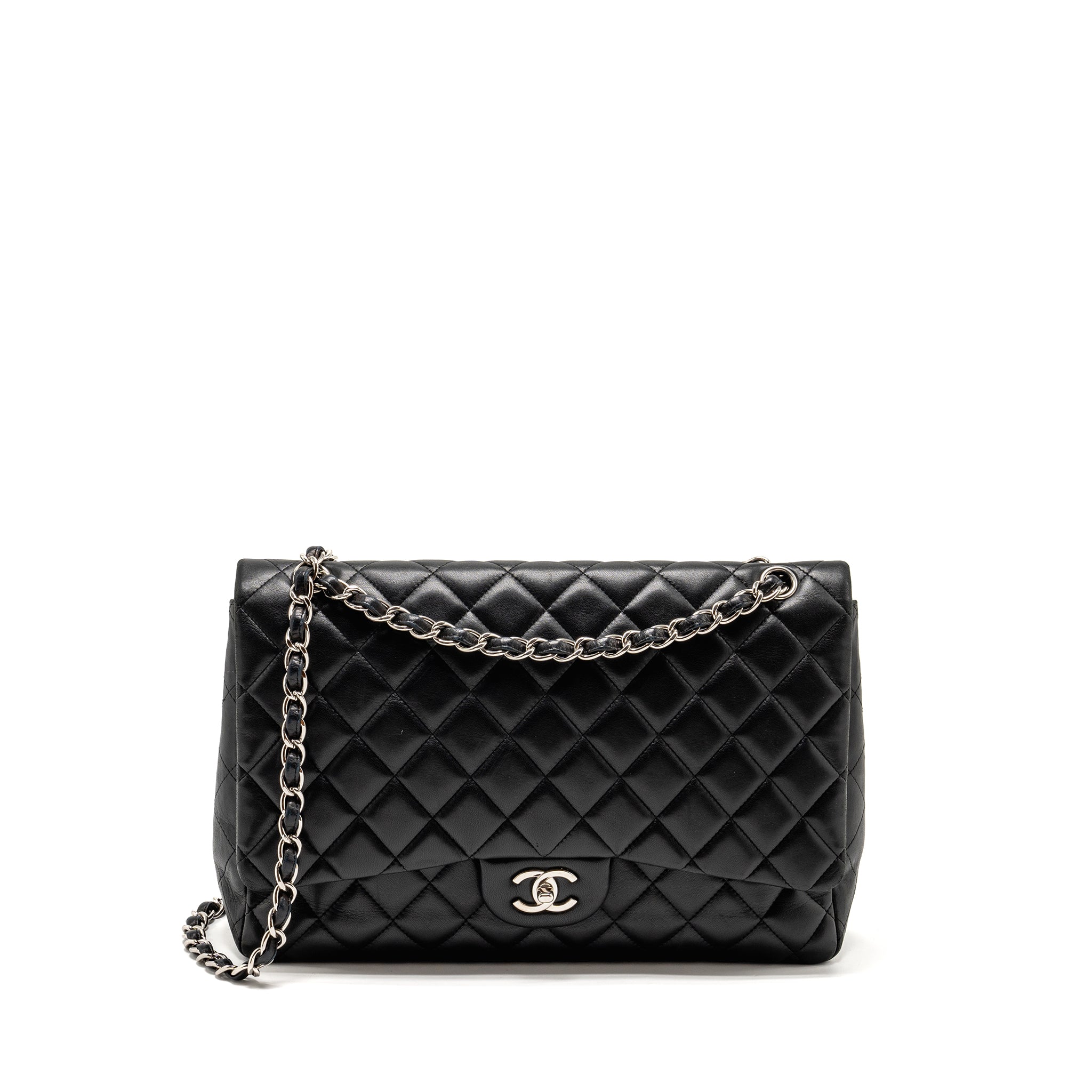 Chanel maxi classic single flap bag lambskin black