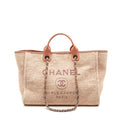 Chanel Deauville Tote Bag Canvas/ Calfskin Pink