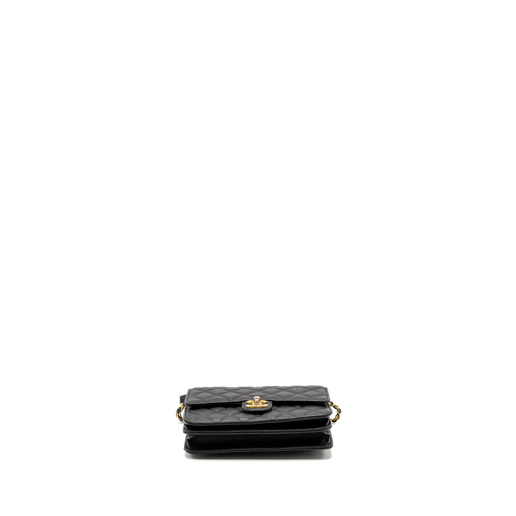 Chanel Circular Handle Quilted Flap Bag Caviar Black