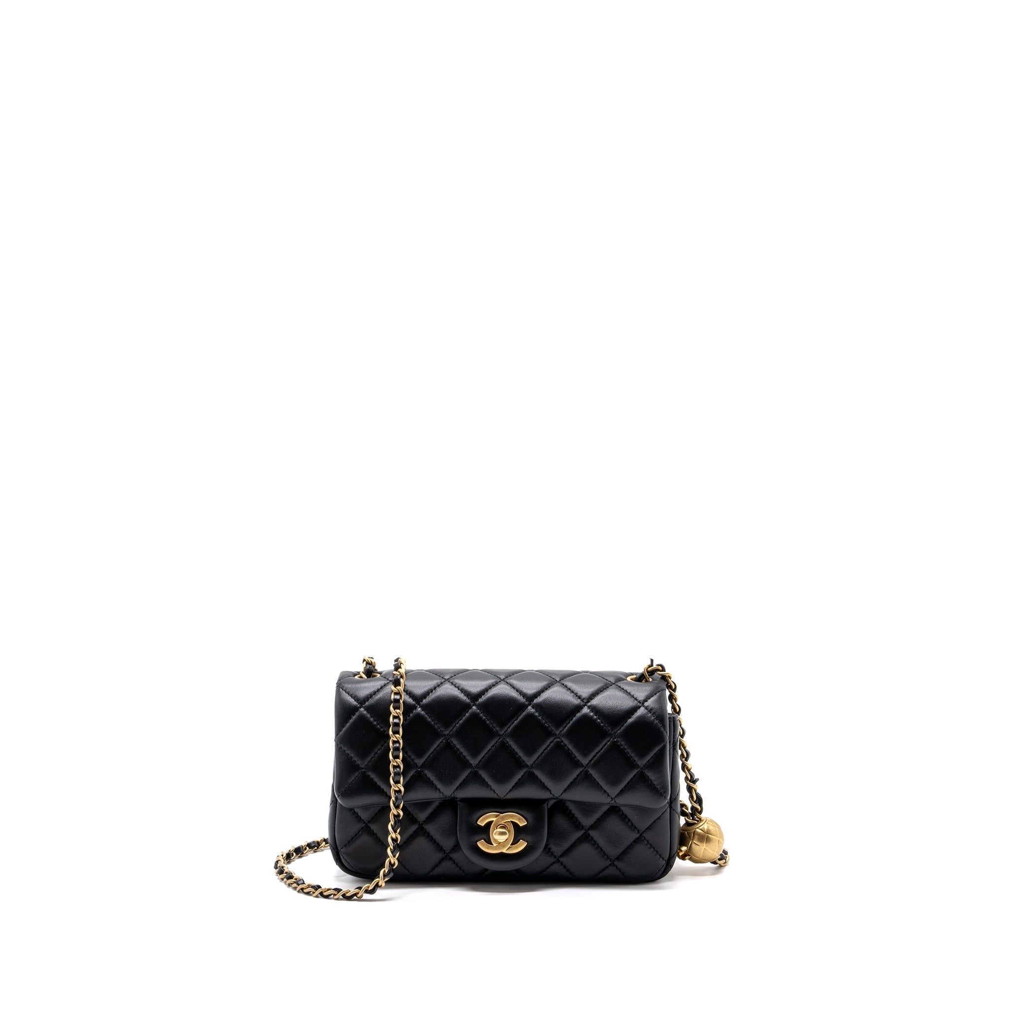 Chanel Pearl Crush Mini Rectangular Flap Bag Lambskin Black