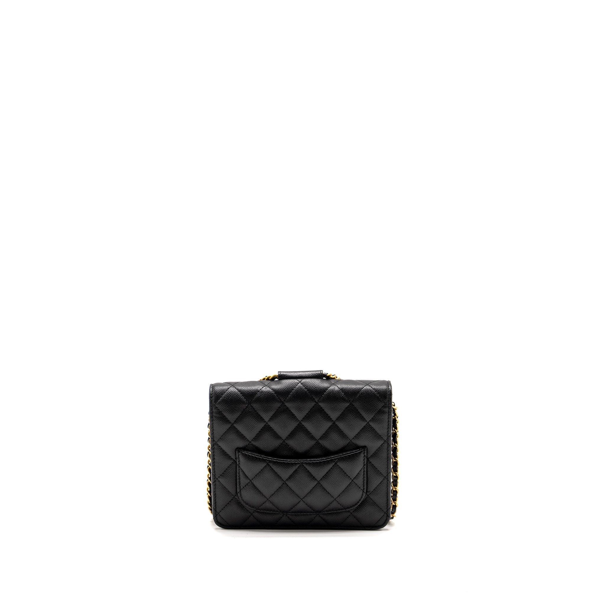 Chanel Circular Handle Quilted Flap Bag Caviar Black