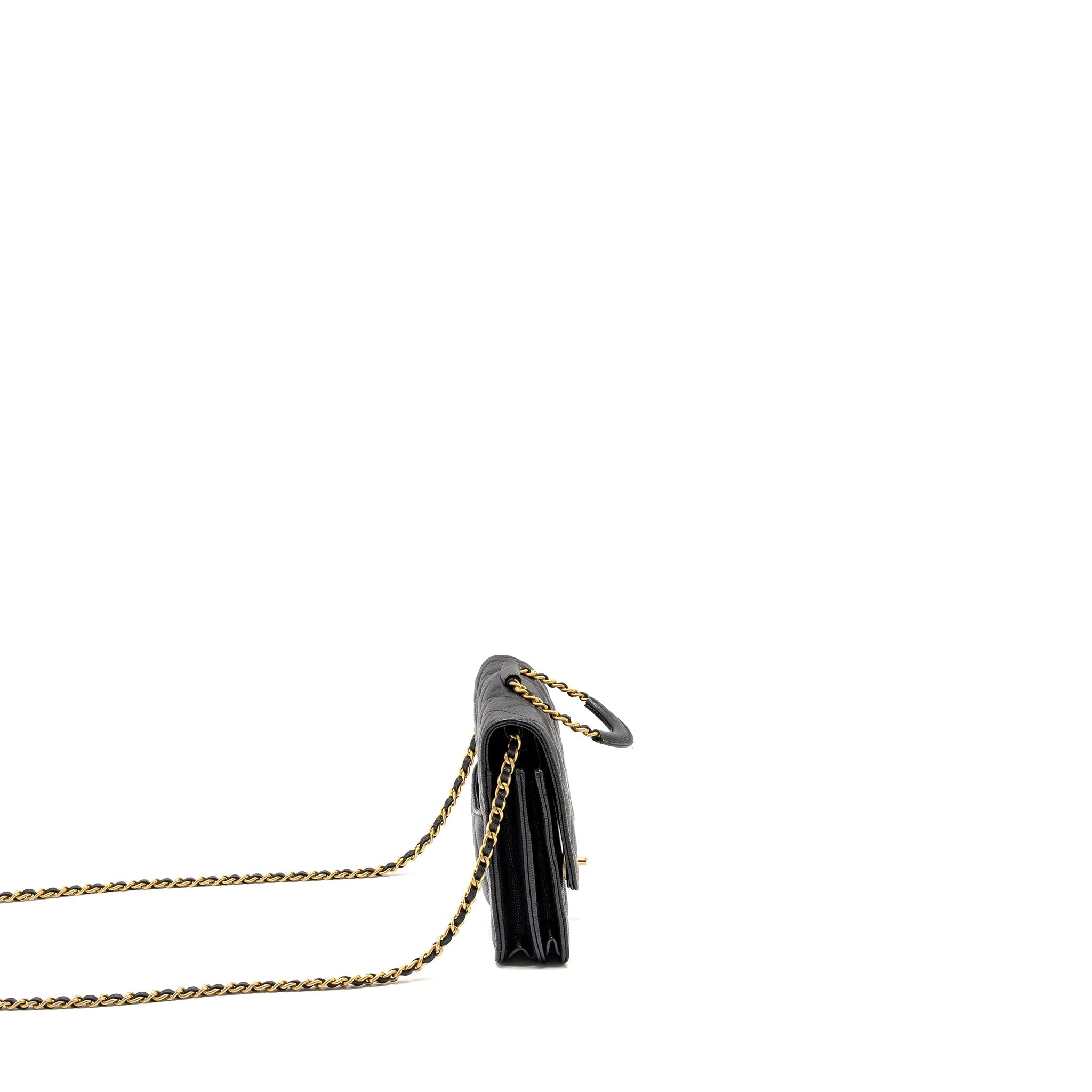 Chanel Circular Handle Quilted Flap Bag Caviar Black